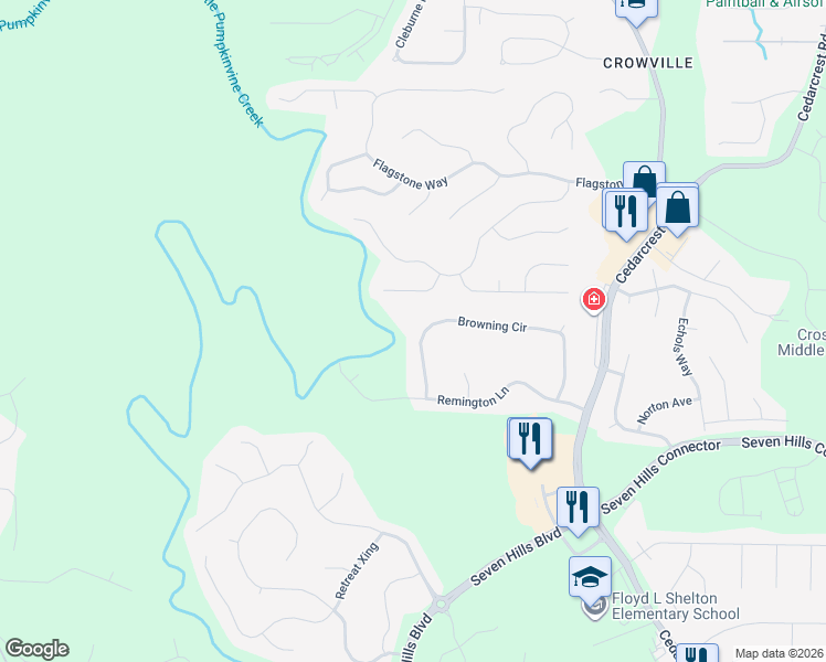 map of restaurants, bars, coffee shops, grocery stores, and more near 480 Browning Circle in Acworth