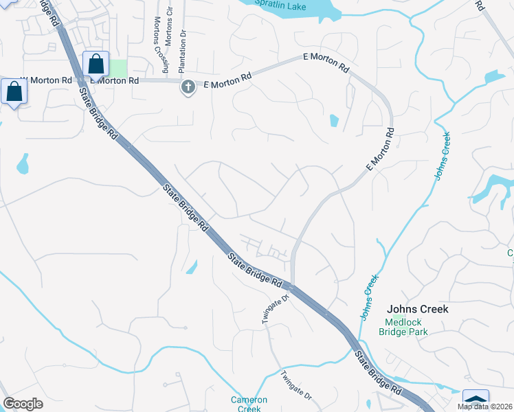 map of restaurants, bars, coffee shops, grocery stores, and more near 5145 Cameron Forest Parkway in Alpharetta