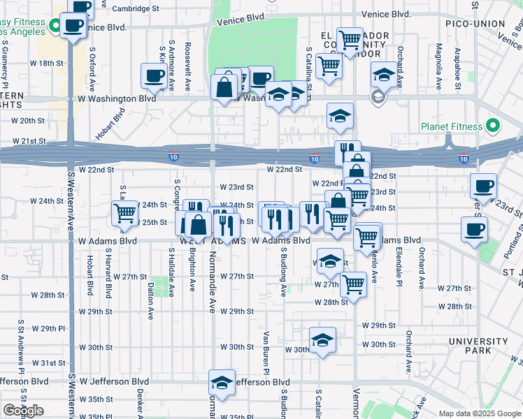 map of restaurants, bars, coffee shops, grocery stores, and more near 2314 Raymond Avenue in Los Angeles