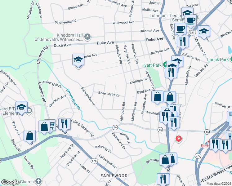 map of restaurants, bars, coffee shops, grocery stores, and more near 3524 Bellingham Road in Columbia