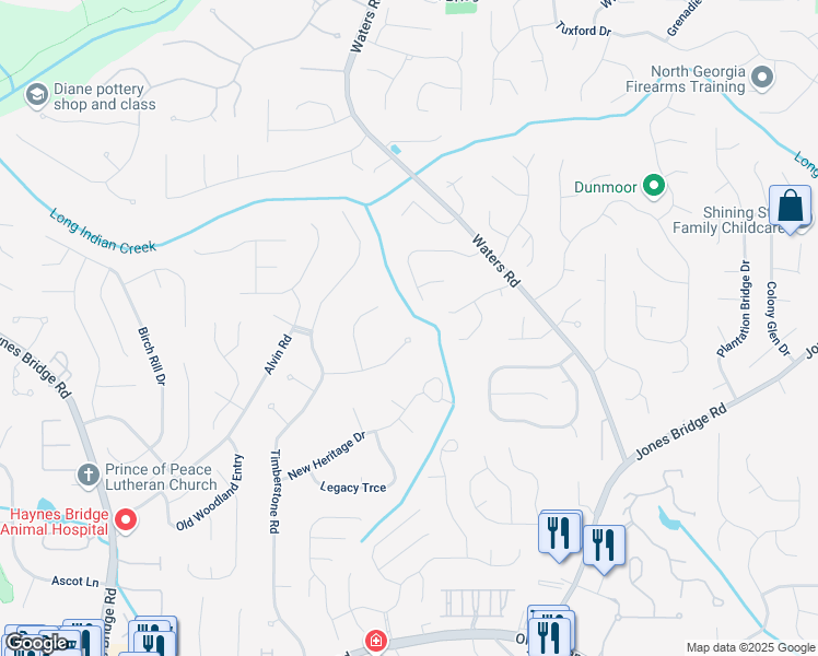 map of restaurants, bars, coffee shops, grocery stores, and more near 3480 Stillridge Drive in Alpharetta