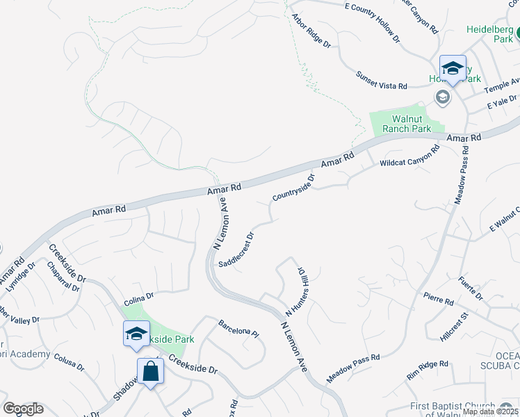 map of restaurants, bars, coffee shops, grocery stores, and more near 19710 Quail Ridge Circle in Walnut
