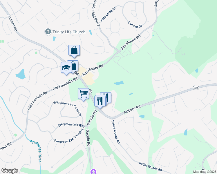 map of restaurants, bars, coffee shops, grocery stores, and more near in Dacula