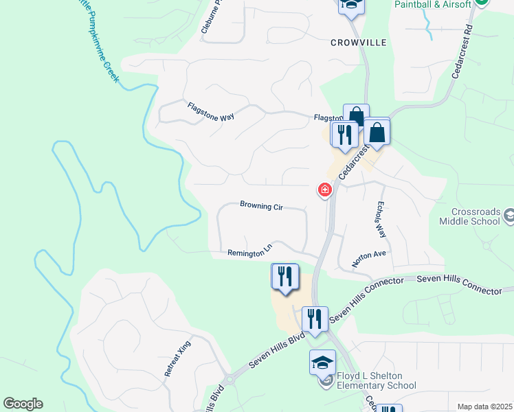 map of restaurants, bars, coffee shops, grocery stores, and more near 335 Browning Circle in Acworth