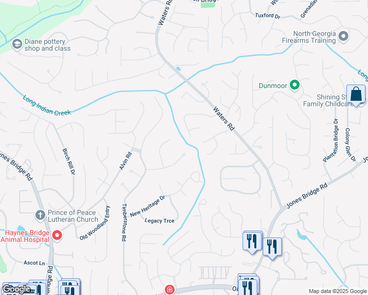 map of restaurants, bars, coffee shops, grocery stores, and more near 3480 Stillridge Drive in Alpharetta