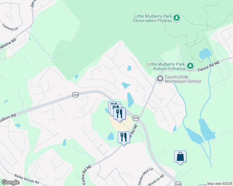 map of restaurants, bars, coffee shops, grocery stores, and more near 3598 In Bloom Way in Dacula