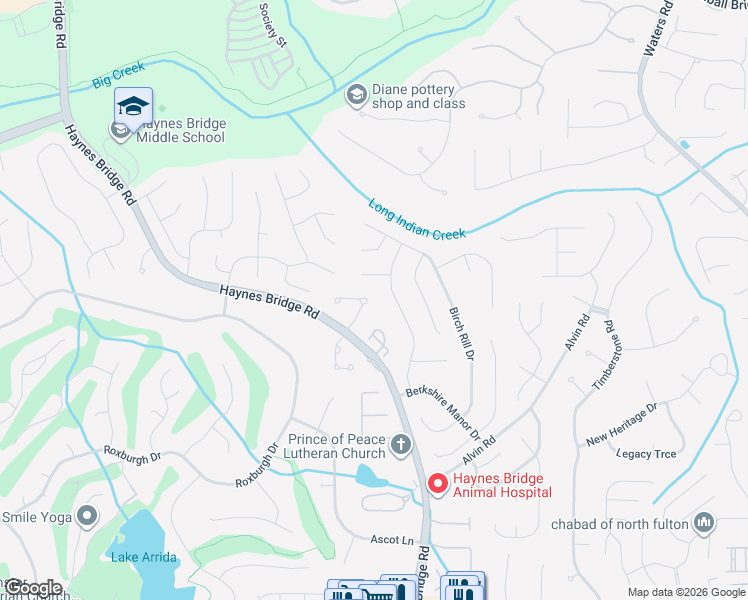 map of restaurants, bars, coffee shops, grocery stores, and more near 165 Wentworth Terrace in Alpharetta