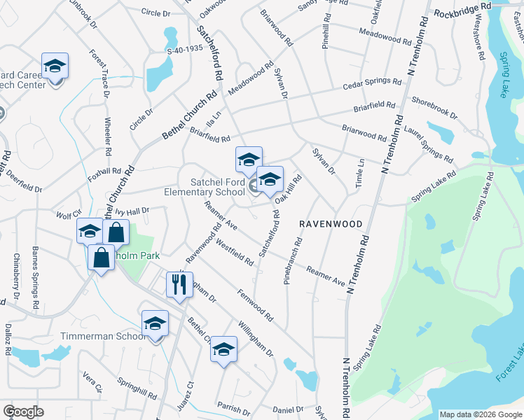map of restaurants, bars, coffee shops, grocery stores, and more near 4814 Oak Hill Road in Columbia