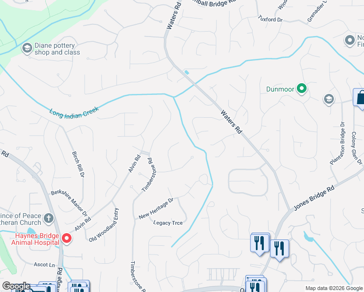 map of restaurants, bars, coffee shops, grocery stores, and more near 2595 Runic Way in Alpharetta