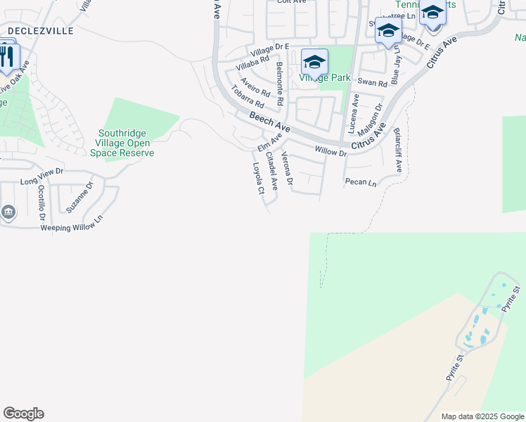map of restaurants, bars, coffee shops, grocery stores, and more near 12022 Loyola Court in Fontana