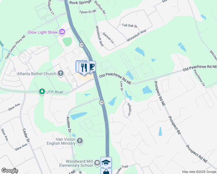 map of restaurants, bars, coffee shops, grocery stores, and more near 1163 Swing Circle in Lawrenceville
