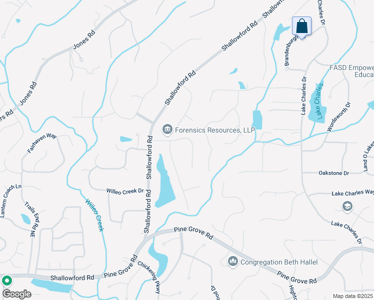 map of restaurants, bars, coffee shops, grocery stores, and more near 295 Lakemont Drive in Roswell