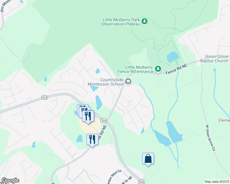 map of restaurants, bars, coffee shops, grocery stores, and more near 779 Verbena Way Northeast in Auburn