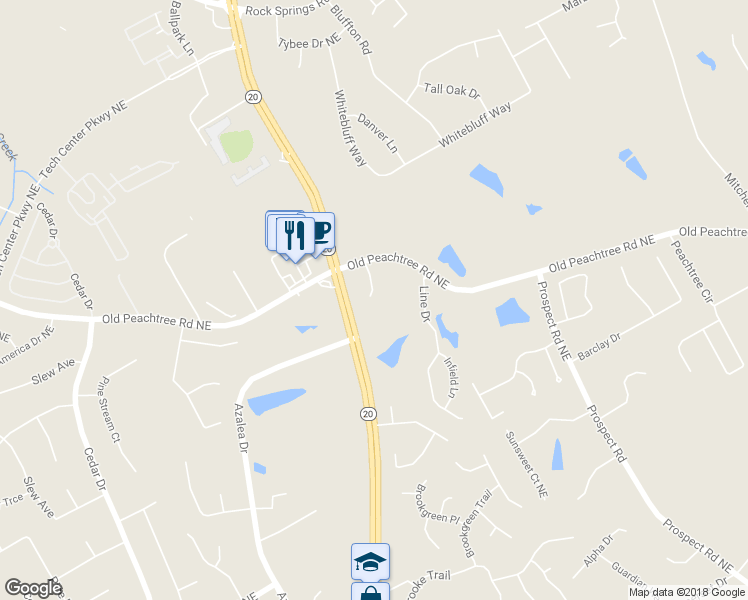 map of restaurants, bars, coffee shops, grocery stores, and more near 1163 Swing Circle in Lawrenceville