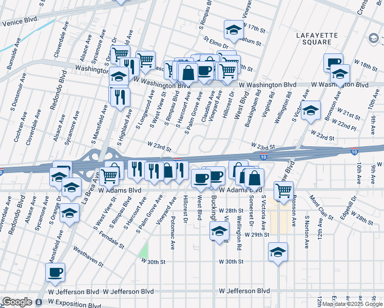 map of restaurants, bars, coffee shops, grocery stores, and more near 2374 Lucerne Avenue in Los Angeles