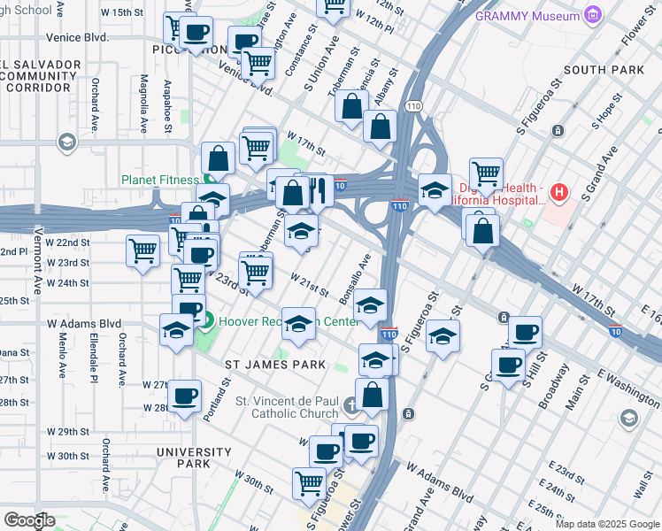 map of restaurants, bars, coffee shops, grocery stores, and more near 1958 Norwood Street in Los Angeles
