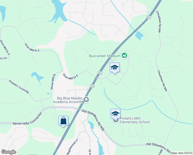 map of restaurants, bars, coffee shops, grocery stores, and more near 3300 Dallas Acworth Highway Northwest in Acworth