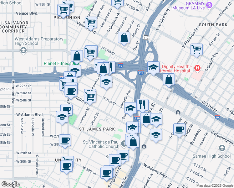 map of restaurants, bars, coffee shops, grocery stores, and more near 1958 Norwood Street in Los Angeles