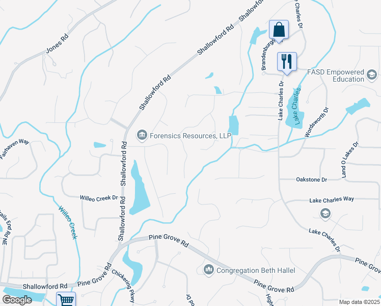 map of restaurants, bars, coffee shops, grocery stores, and more near 330 Plantation Way in Roswell