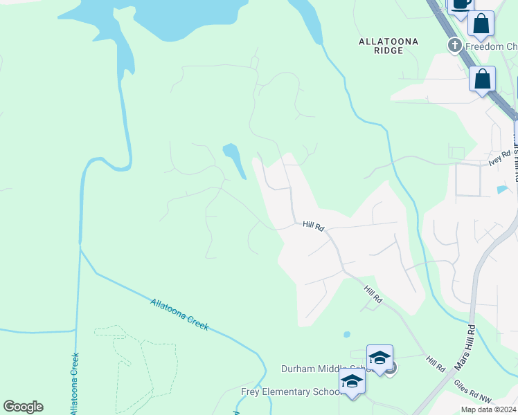map of restaurants, bars, coffee shops, grocery stores, and more near 5364 Hill Road in Acworth