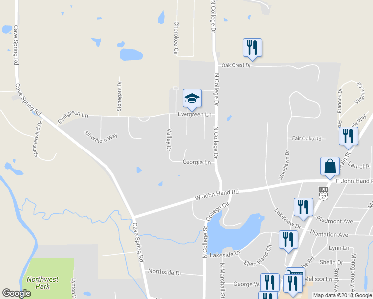 map of restaurants, bars, coffee shops, grocery stores, and more near 108 Hope Lane in Cedartown