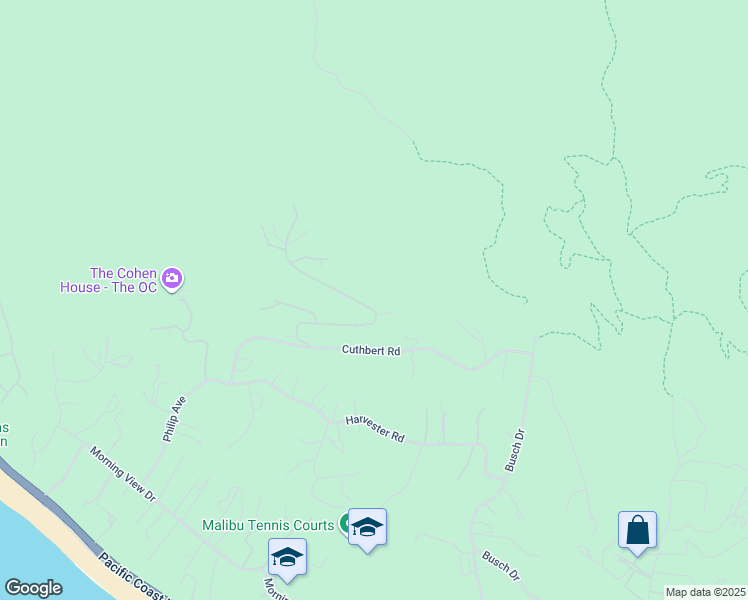 map of restaurants, bars, coffee shops, grocery stores, and more near 5441 Horizon Drive in Malibu