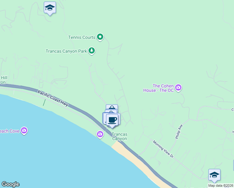 map of restaurants, bars, coffee shops, grocery stores, and more near 6206 Frondosa Dr in Malibu