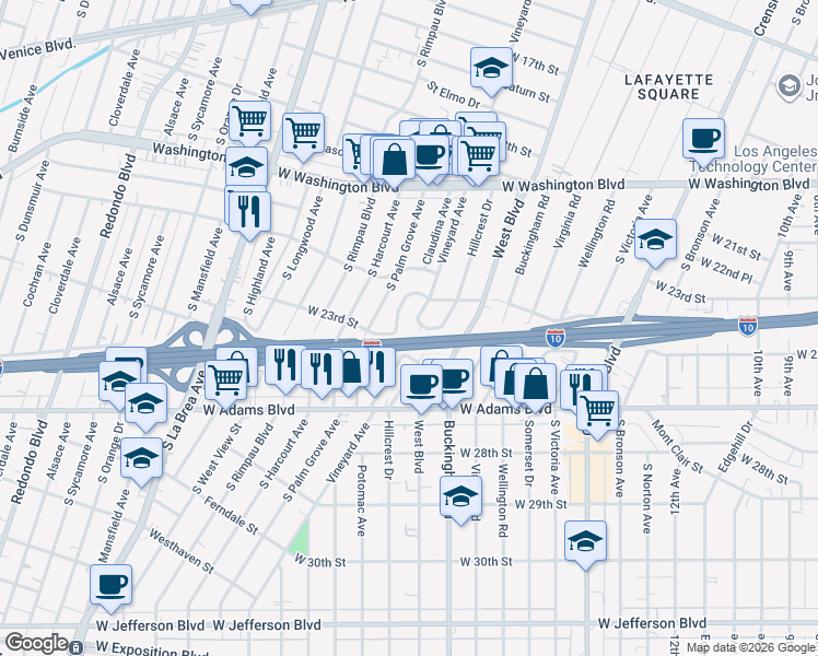 map of restaurants, bars, coffee shops, grocery stores, and more near 2374 Lucerne Avenue in Los Angeles