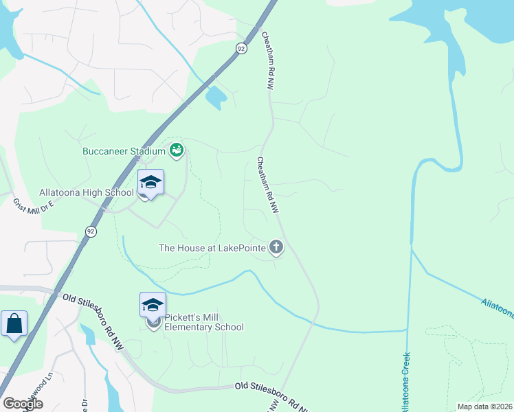 map of restaurants, bars, coffee shops, grocery stores, and more near 6222 Tree Ridge Drive North West in Acworth