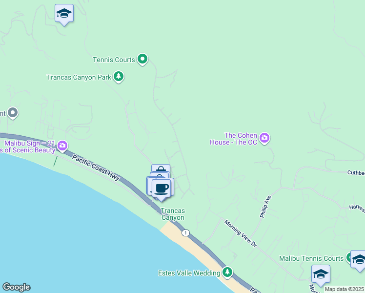 map of restaurants, bars, coffee shops, grocery stores, and more near 6234 Paseo Canyon Drive in Malibu