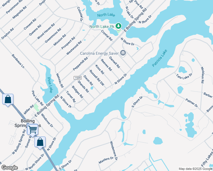 map of restaurants, bars, coffee shops, grocery stores, and more near 575 North Shore Drive in Southport