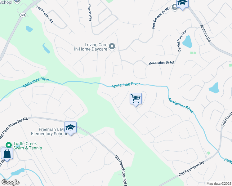 map of restaurants, bars, coffee shops, grocery stores, and more near 2436 Moultrie Court in Dacula