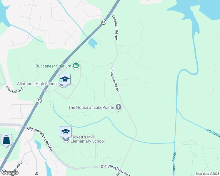 map of restaurants, bars, coffee shops, grocery stores, and more near 6222 Tree Ridge Drive North West in Acworth