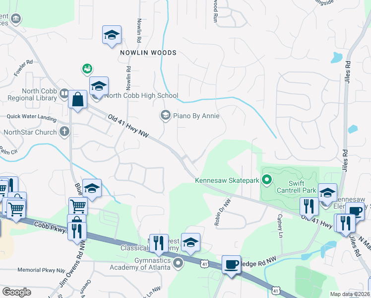 map of restaurants, bars, coffee shops, grocery stores, and more near 3220 Citation Avenue Northwest in Kennesaw