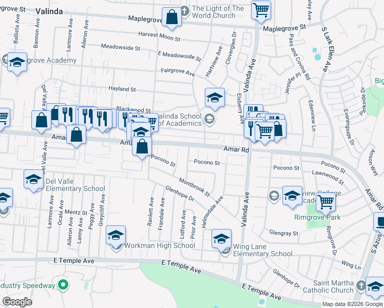 map of restaurants, bars, coffee shops, grocery stores, and more near 914 Lidford Avenue in La Puente
