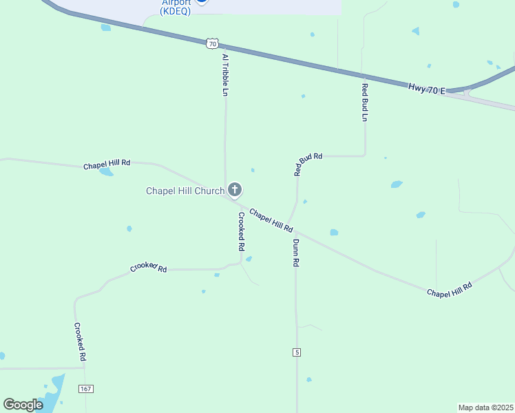map of restaurants, bars, coffee shops, grocery stores, and more near 484 Chapel Hill Road in De Queen