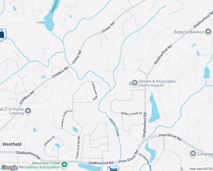 map of restaurants, bars, coffee shops, grocery stores, and more near 4868 Parkland Trail in Roswell