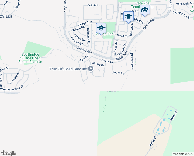 map of restaurants, bars, coffee shops, grocery stores, and more near 15563 Riviera Lane in Fontana