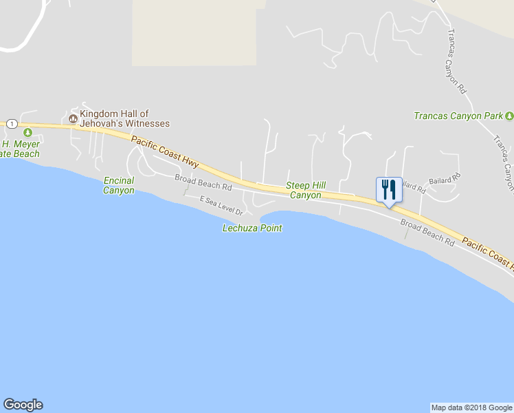 map of restaurants, bars, coffee shops, grocery stores, and more near 31540 Victoria Point Road in Malibu