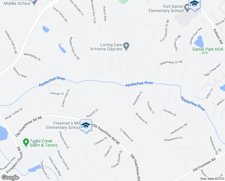 map of restaurants, bars, coffee shops, grocery stores, and more near 1670 Brisbane Drive in Dacula