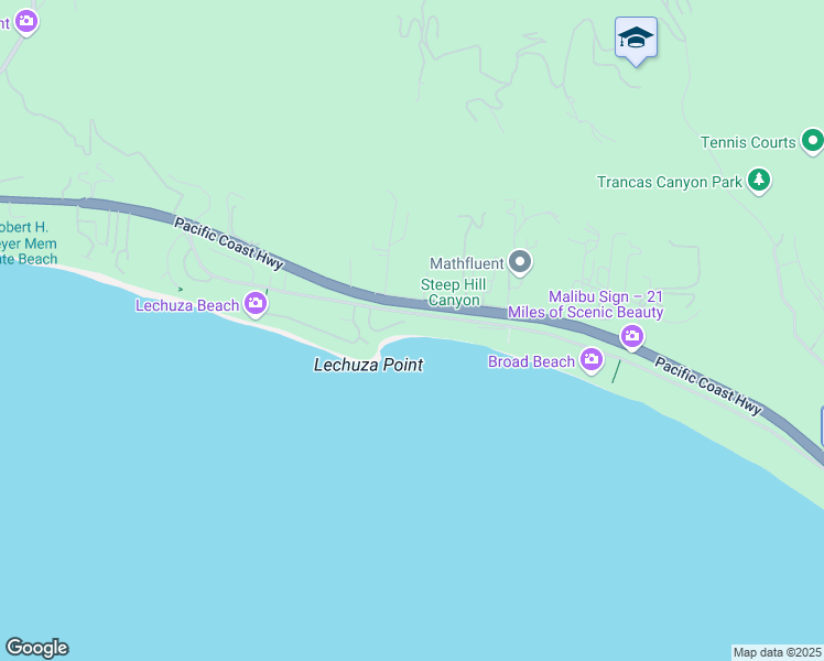 map of restaurants, bars, coffee shops, grocery stores, and more near 31502 Victoria Point Road in Malibu