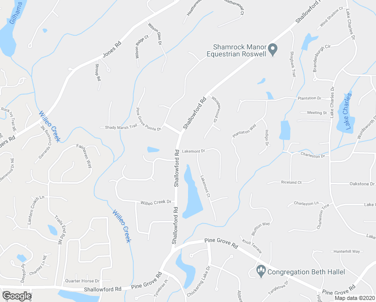 map of restaurants, bars, coffee shops, grocery stores, and more near 210 Lakemont Drive in Roswell