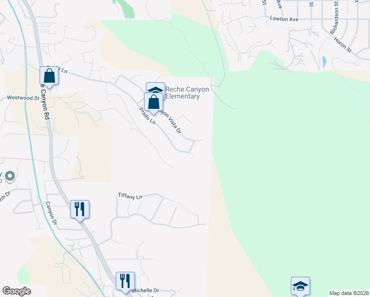 map of restaurants, bars, coffee shops, grocery stores, and more near 3075 Utility Access Road East in Colton