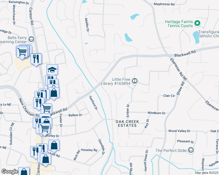 map of restaurants, bars, coffee shops, grocery stores, and more near 1150 Autumn Ridge Drive in Marietta