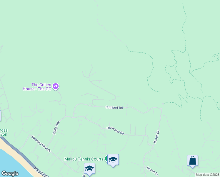 map of restaurants, bars, coffee shops, grocery stores, and more near 5441 Horizon Drive in Malibu