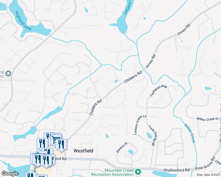 map of restaurants, bars, coffee shops, grocery stores, and more near 4725 Cambridge Approach Circle in Roswell