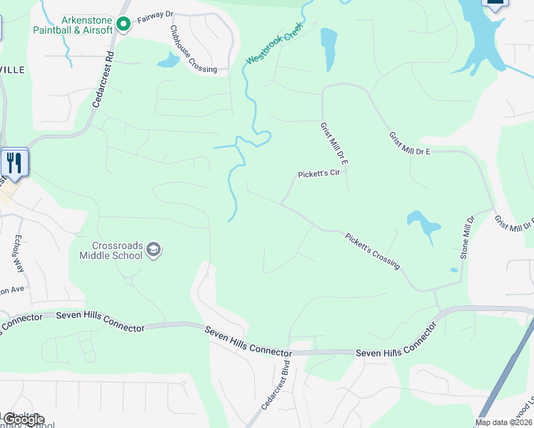 map of restaurants, bars, coffee shops, grocery stores, and more near 773 Pickett's Crossing in Acworth
