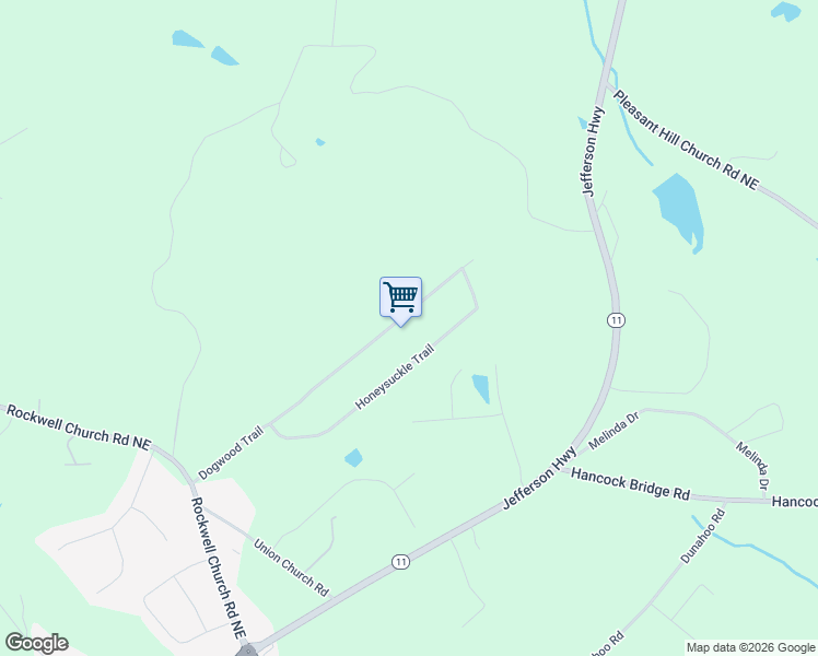 map of restaurants, bars, coffee shops, grocery stores, and more near 962 Honeysuckle Trail in Winder