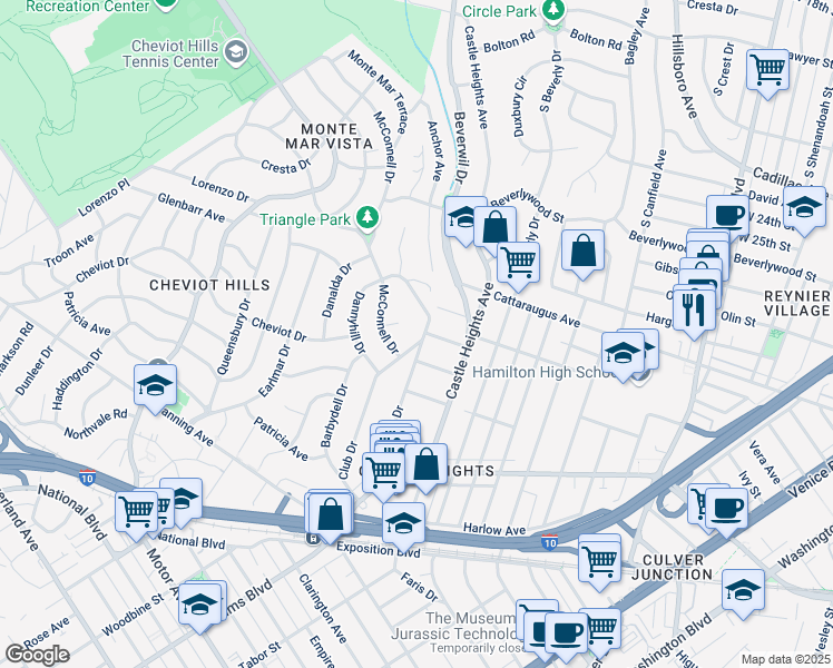 map of restaurants, bars, coffee shops, grocery stores, and more near 9832 Altman Avenue in Los Angeles