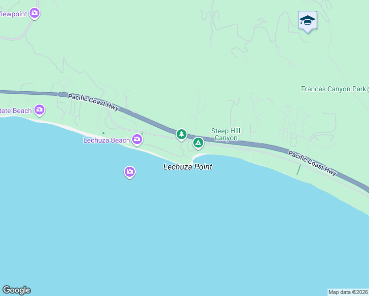 map of restaurants, bars, coffee shops, grocery stores, and more near 31533 California 1 in Malibu